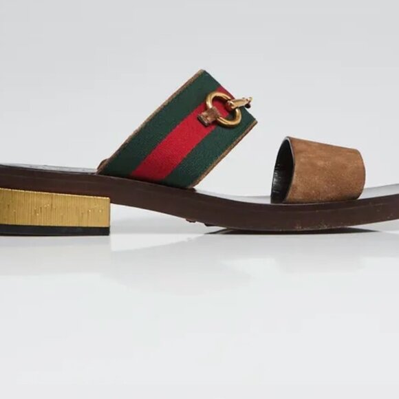 Gucci Brown Suede Double Band Querelle Sandal (Size 36.5) - Picture 2 of 14